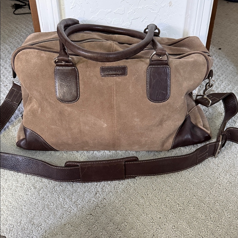 Cole Haan Brown Suede Duffel with Dark Brown Leather Trim